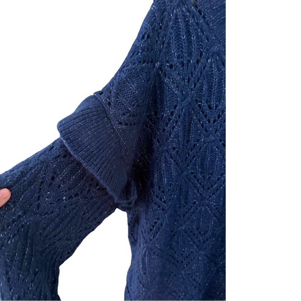 Old Navy Blue Ruffle Trim Pointelle Long Sleeve Cozy Knit Sweater NWOT Size 3X - Picture 4 of 6
